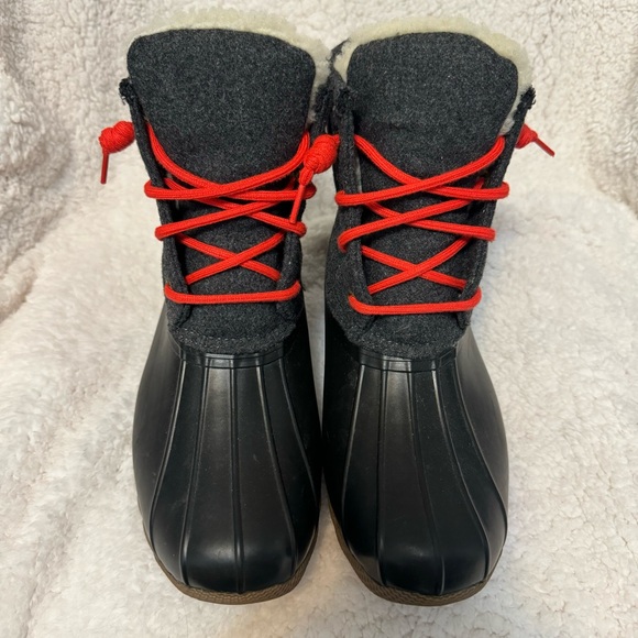 Women's Sperry® for J.Crew Shearwater flannel boots Size 10 Black W/ Red Laces - Picture 3 of 7